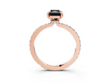 Rose gold Fancy Black Radiant Cut Diamond Ring with Pavé Band and Four-Prong Setting_3