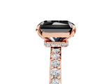 Rose gold Fancy Black Radiant Cut Diamond Ring with Pavé Band and Four-Prong Setting_5