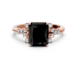 Rose gold Fancy Black Radiant Cut Diamond Ring with Side Stones and Four-Prong Setting_36