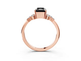 Rose gold Fancy Black Radiant Cut Diamond Ring with Side Stones and Four-Prong Setting_39