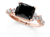 Rose gold Fancy Black Radiant Cut Diamond Scattered Round Accent Ring with Prong Setting_13