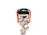 Rose gold Fancy Black Radiant Cut Diamond Scattered Round Accent Ring with Prong Setting_17