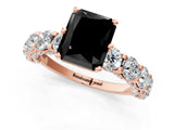 Rose gold Fancy Black Radiant Cut Diamond Side Stone Engagement Ring with Four-Prong Setting_25