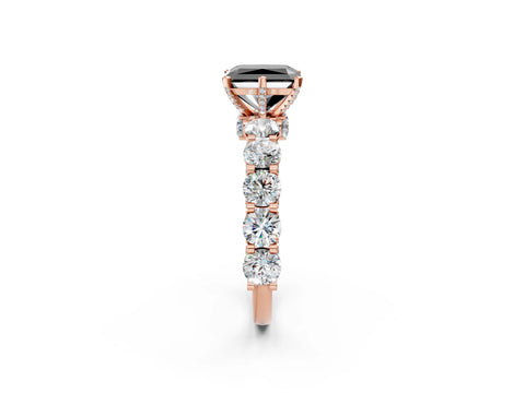 Rose gold Fancy Black Radiant Cut Diamond Side Stone Engagement Ring with Four-Prong Setting_26
