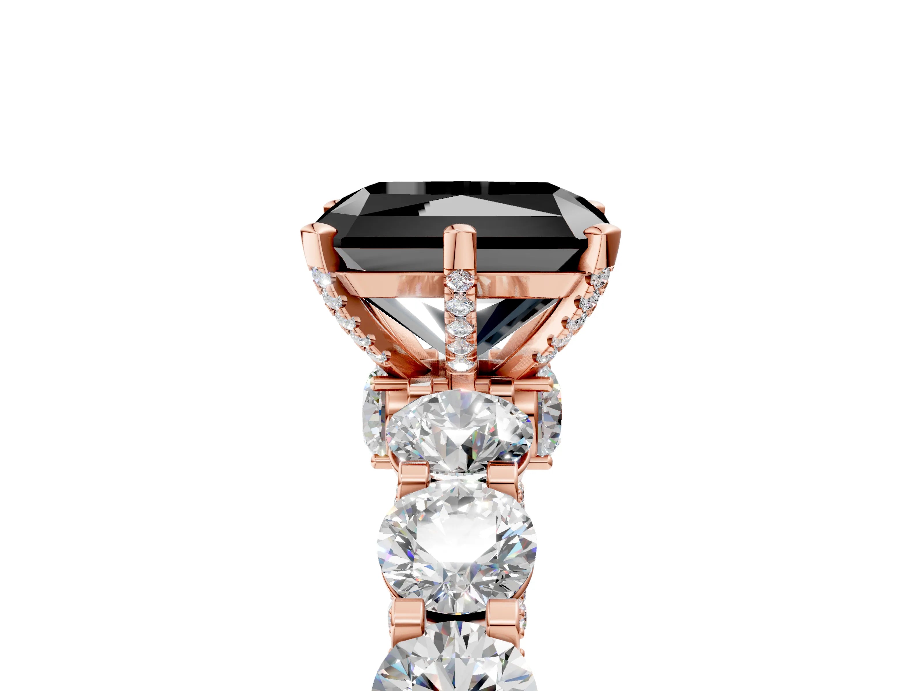 Rose gold Fancy Black Radiant Cut Diamond Side Stone Engagement Ring with Four-Prong Setting_29