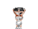 Rose gold Fancy Black Radiant Cut Diamond Side Stone Engagement Ring with Four-Prong Setting_29