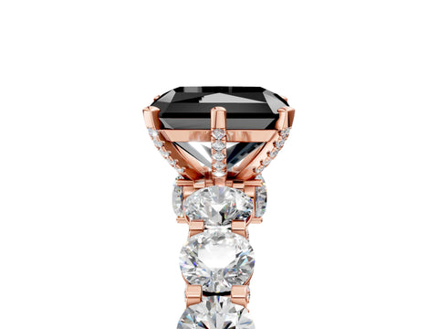 Rose gold Fancy Black Radiant Cut Diamond Side Stone Engagement Ring with Four-Prong Setting_29