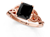 Rose gold Fancy Black Radiant Cut Diamond Solitaire Engagement Ring with Celtic Knot Band and Four-Prong Setting_1