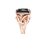 Rose gold Fancy Black Radiant Cut Diamond Solitaire Engagement Ring with Celtic Knot Band and Four-Prong Setting_5