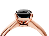 Rose gold Fancy Black Radiant Cut Diamond Solitaire Engagement Ring with Classic Band and Four-Prong Setting_28