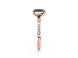 Rose gold Fancy Black Radiant Cut Diamond Solitaire Engagement Ring with Pavé Band and Prong Setting_2