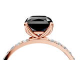 Rose gold Fancy Black Radiant Cut Diamond Solitaire Engagement Ring with Pavé Band and Prong Setting_4
