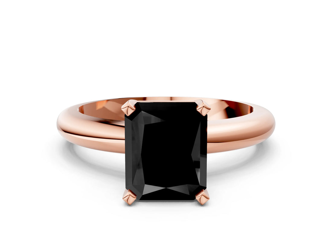Rose gold Fancy Black Radiant Cut Diamond Solitaire Engagement Ring with Round Band and Four-Prong Setting_84