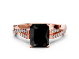 Rose gold Fancy Black Radiant Cut Diamond Solitaire Engagement Ring with Twisted Pavé Band and Four-Prong Setting_36