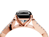 Rose gold Fancy Black Radiant Cut Diamond Solitaire Engagement Ring with Twisted Pavé Band and Four-Prong Setting_40