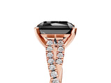 Rose gold Fancy Black Radiant Cut Diamond Solitaire Engagement Ring with Twisted Pavé Band and Four-Prong Setting_41