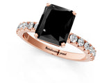 Rose gold Fancy Black Radiant Cut Diamond Solitaire Pavé Band with Four-Prong Setting_1