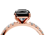 Rose gold Fancy Black Radiant Cut Diamond Solitaire Pavé Band with Four-Prong Setting_4