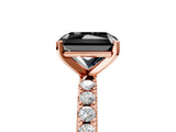 Rose gold Fancy Black Radiant Cut Diamond Solitaire Pavé Band with Four-Prong Setting_5