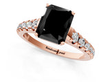 Rose gold Fancy Black Radiant Cut Diamond Solitaire Ring with Cathedral Setting and Pavé Band_1