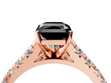 Rose gold Fancy Black Radiant Cut Diamond Solitaire Ring with Cathedral Setting and Pavé Band_4