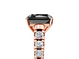 Rose gold Fancy Black Radiant Cut Diamond Solitaire Ring with Cathedral Setting and Pavé Band_5