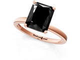 Rose gold Fancy Black Radiant Cut Diamond Solitaire Ring with Classic Band and Four-Prong Setting_1