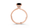 Rose gold Fancy Black Radiant Cut Diamond Solitaire Ring with Classic Band and Four-Prong Setting_3