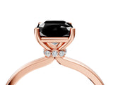 Rose gold Fancy Black Radiant Cut Diamond Solitaire Ring with Classic Band and Four-Prong Setting_4