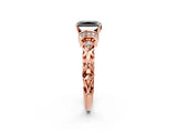 Rose gold Fancy Black Radiant Cut Diamond Solitaire Ring with Filigree Band and Four-Prong Setting_2