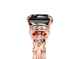 Rose gold Fancy Black Radiant Cut Diamond Solitaire Ring with Filigree Band and Four-Prong Setting_5