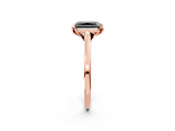 Rose gold Fancy Black Radiant Cut Diamond Solitaire Ring with Flower Prong Setting and Classic Band_14