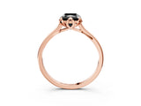 Rose gold Fancy Black Radiant Cut Diamond Solitaire Ring with Flower Prong Setting and Classic Band_15