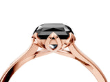 Rose gold Fancy Black Radiant Cut Diamond Solitaire Ring with Flower Prong Setting and Classic Band_16