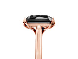 Rose gold Fancy Black Radiant Cut Diamond Solitaire Ring with Flower Prong Setting and Classic Band_17