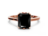 Rose gold Fancy Black Radiant Cut Diamond Solitaire Ring with Flower Prong Setting and Classic Band_36