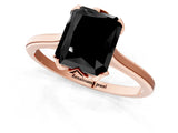 Rose gold Fancy Black Radiant Cut Diamond Solitaire Ring with Flower Prong Setting and Classic Band_37
