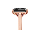 Rose gold Fancy Black Radiant Cut Diamond Solitaire Ring with Flower Prong Setting and Classic Band_41