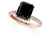 Rose gold Fancy Black Radiant Cut Diamond Solitaire Ring with Four-Prong Setting and Pavé Band_4