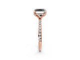 Rose gold Fancy Black Radiant Cut Diamond Solitaire Ring with Four-Prong Setting and Pavé Band_5