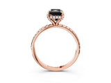 Rose gold Fancy Black Radiant Cut Diamond Solitaire Ring with Four-Prong Setting and Pavé Band_6