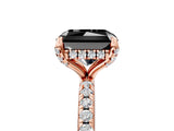 Rose gold Fancy Black Radiant Cut Diamond Solitaire Ring with Four-Prong Setting and Pavé Band_8