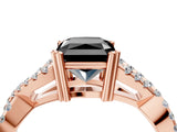 Rose gold Fancy Black Radiant Cut Diamond Solitaire Ring with Four-Prong Setting and Twisted Pavé Band_4