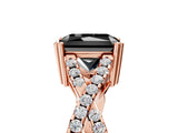 Rose gold Fancy Black Radiant Cut Diamond Solitaire Ring with Four-Prong Setting and Twisted Pavé Band_5