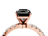 Rose gold Fancy Black Radiant Cut Diamond Solitaire Ring with Pavé Accents and Four-Prong Setting_4