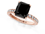 Rose gold Fancy Black Radiant Cut Diamond Solitaire Ring with Pavé Band and Four-Prong Setting_13