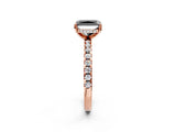 Rose gold Fancy Black Radiant Cut Diamond Solitaire Ring with Pavé Band and Four-Prong Setting_14