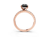 Rose gold Fancy Black Radiant Cut Diamond Solitaire Ring with Pavé Band and Four-Prong Setting_15