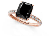 Rose gold Fancy Black Radiant Cut Diamond Solitaire Ring with Pavé Band and Hidden Halo_13