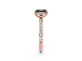 Rose gold Fancy Black Radiant Cut Diamond Solitaire Ring with Pavé Band and Hidden Halo_14